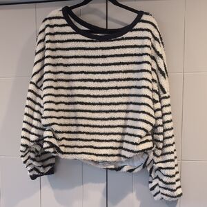 Free People Striped Fuzzy Sweater